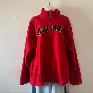 CLASSIC OLD NAVY RED FLEECE QUARTER ZIP PULLOVER SWEATSHIRT